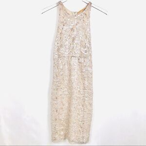 Vintage Y2K ALICE + OLIVIA  Metallic lace halter dress.
